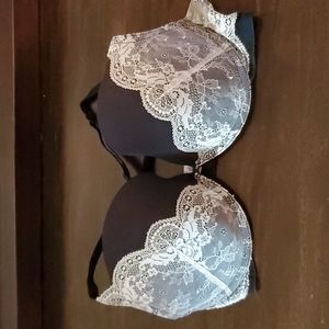 34D laSenza Black and White Lace Push-up bra